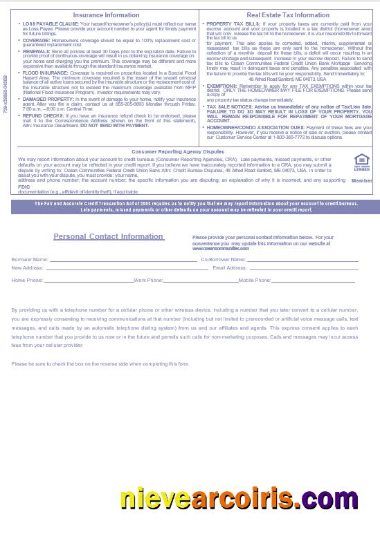 USA Maine Ocean Communities Federal Credit Union bank mortgage statement, 3 pages 3